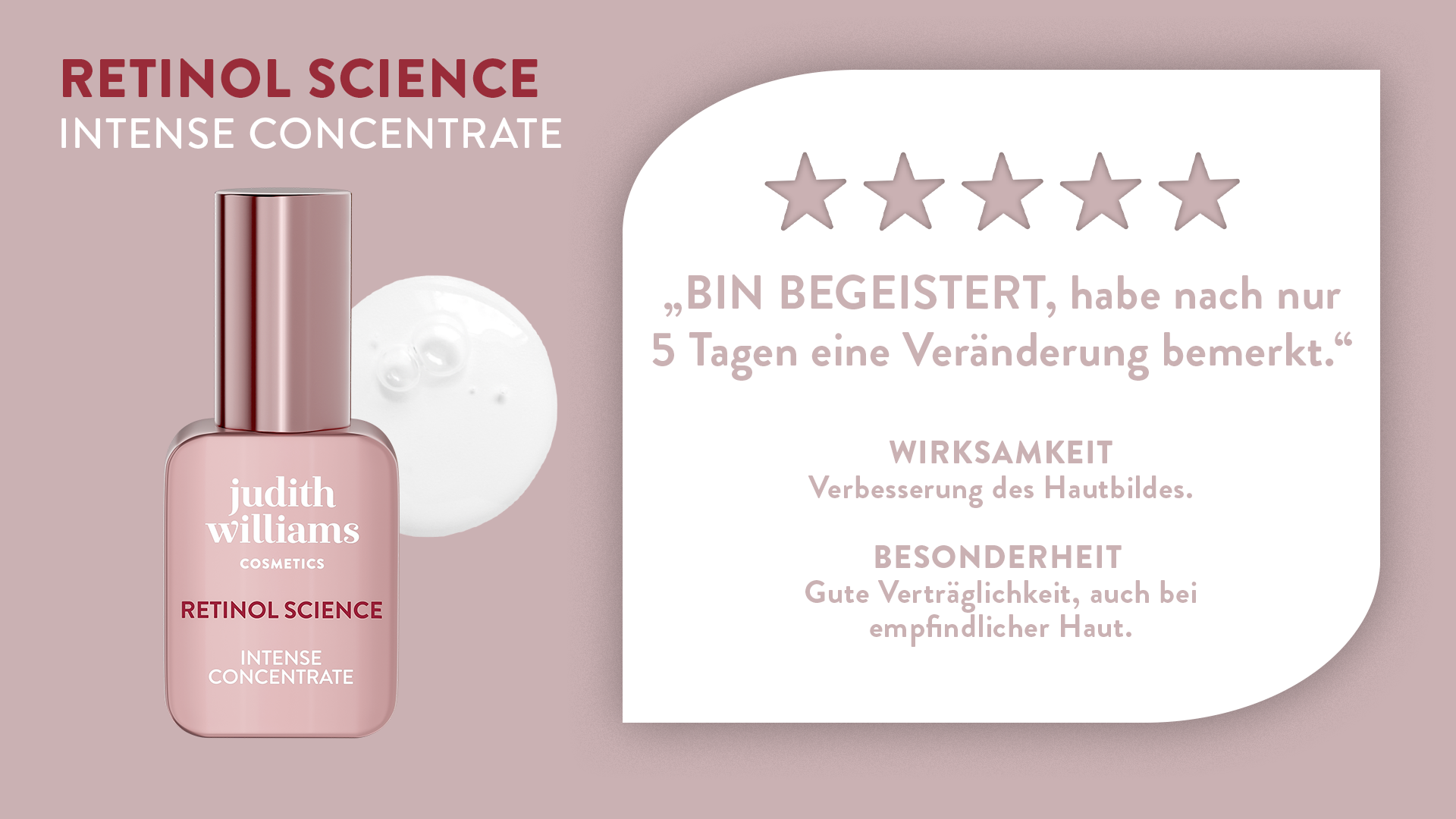 Produktbild vom Retinol Science Intense Concentrate von Judith Williams Cosmetics mit einer Kundenbewertung abgebildet.