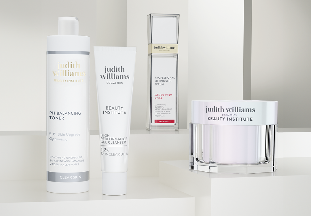 Gruppenvisual von Judith Williams Cosmetics Beauty Institute Produkten.