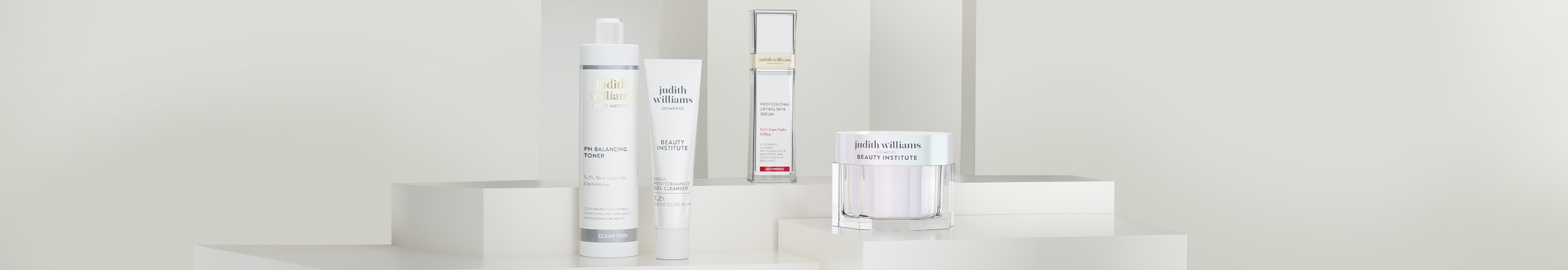 Gruppenvisual von Judith Williams Cosmetics Beauty Institute Produkten.