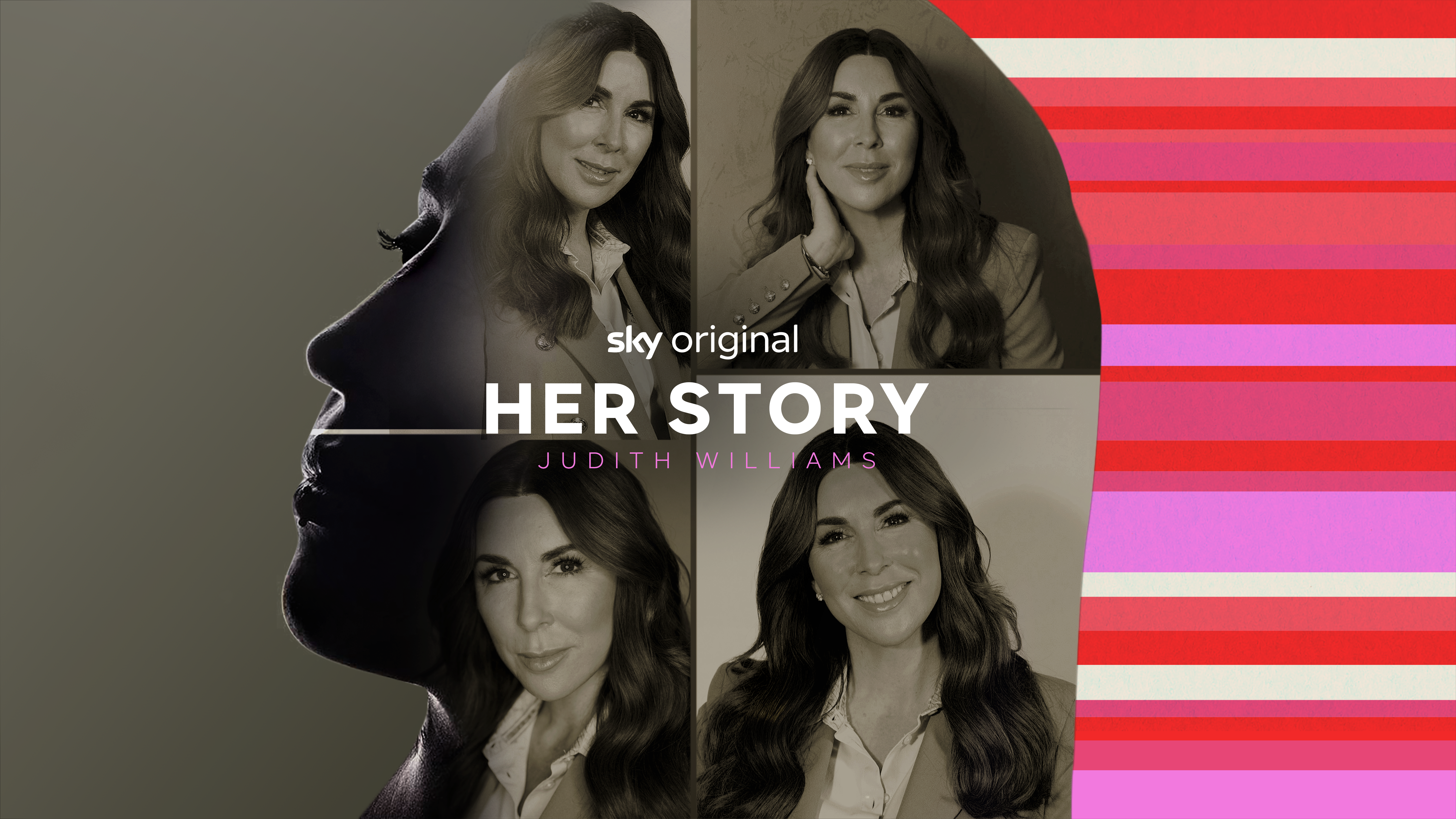 Titelbild der Sky Dokumentation über Judith Williams mit vier Bildern von ihr