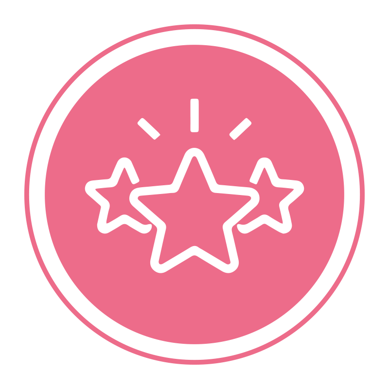 Icon mit drei Sternen für Kundenzufriedenheit.