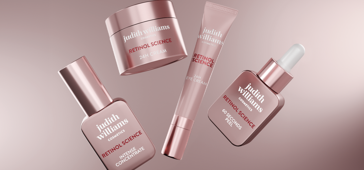 Gruppenbild der Retinol Science Linie von Judith Williams Cosmetics.