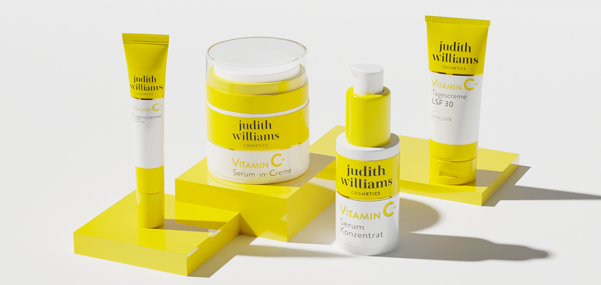 Gruppenvisual der Vitamin C+ Linie von Judith Williams Cosmetics.