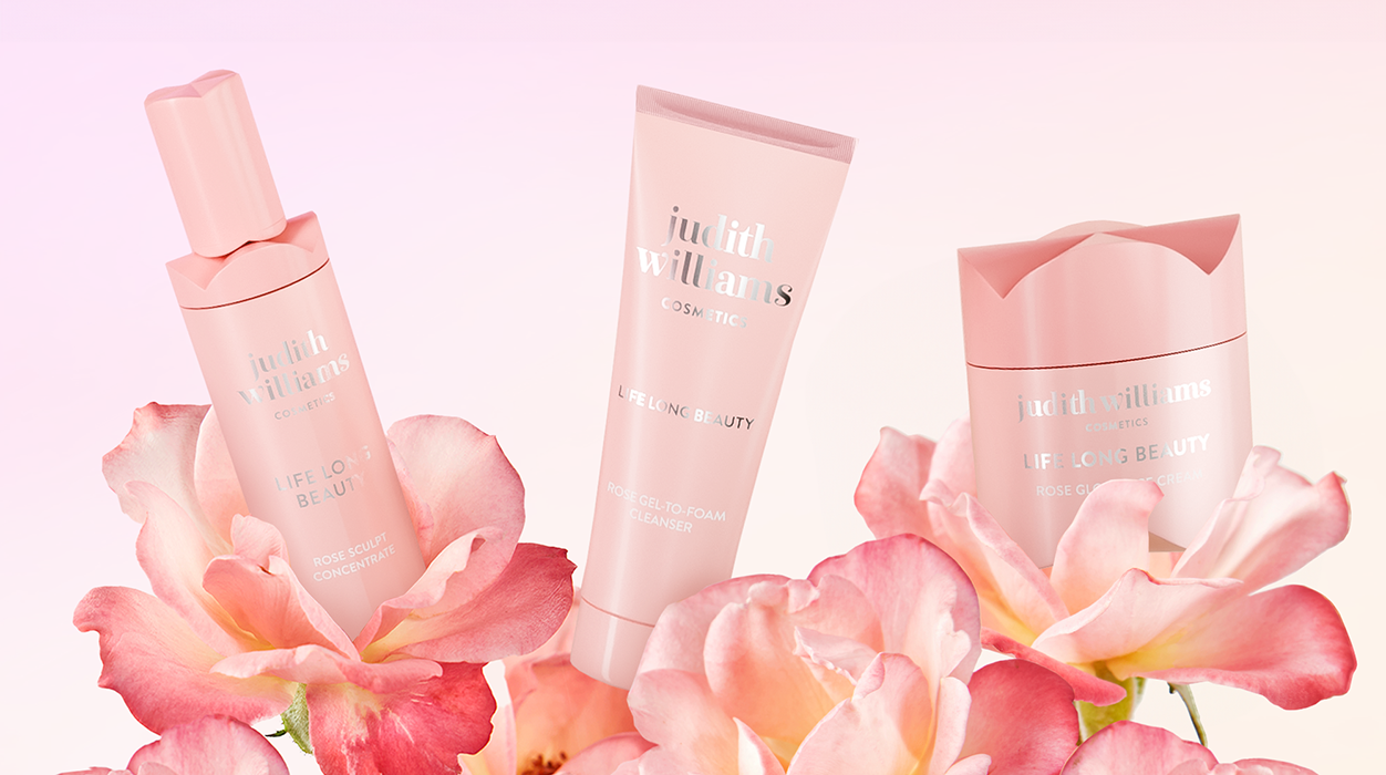 Produkte der Life Long Beauty Rose Linie von Judith Williams Cosmetics.