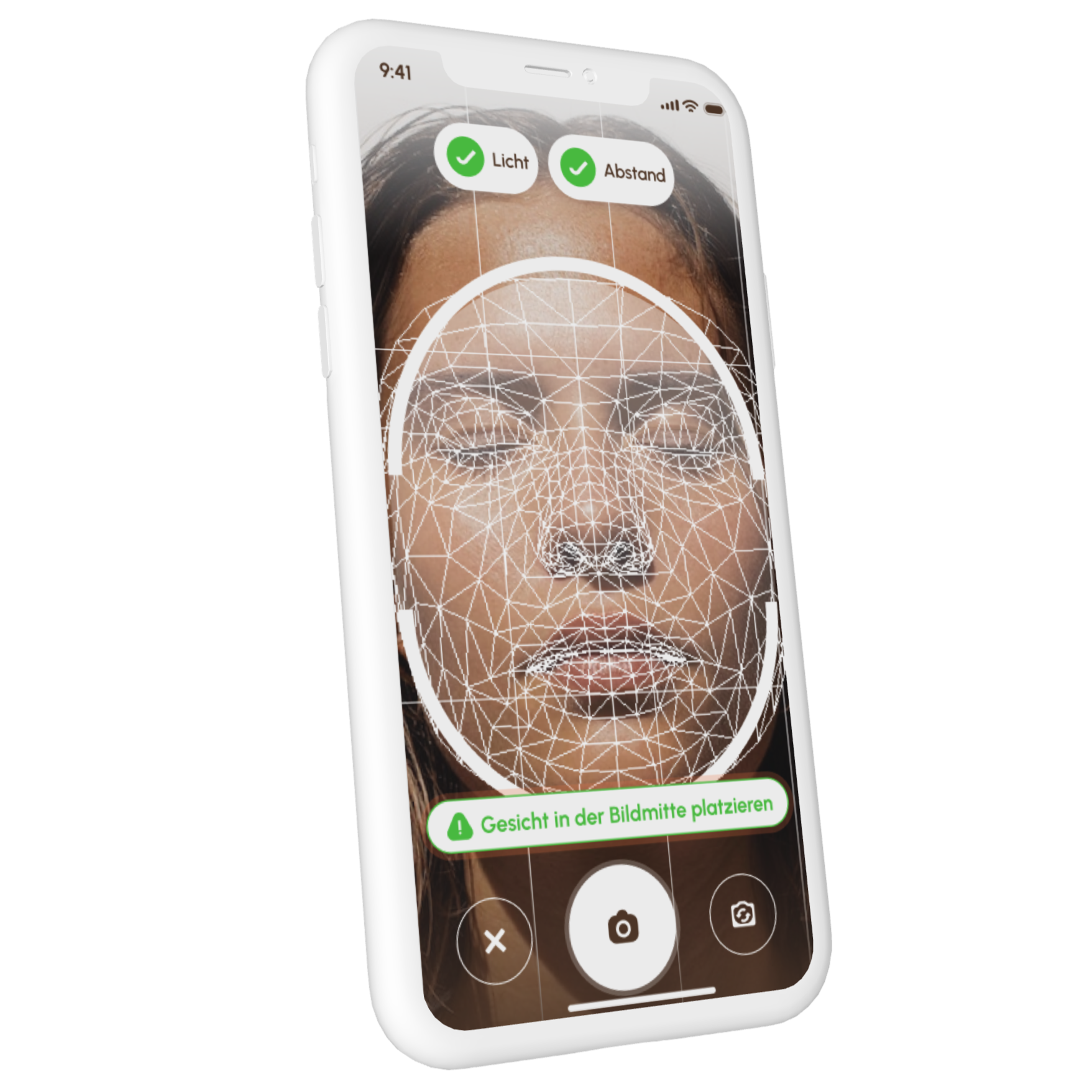 Darstellung eines Schrittes der digitalen Hautanalyse von Judith Williams Cosmetics.