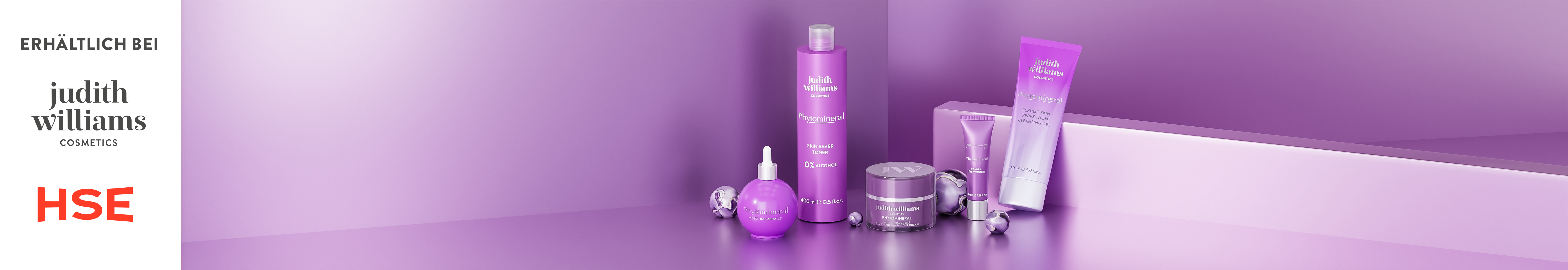 Gruppenvisual der Phytomineral Linie von Judith Williams Cosmetics.