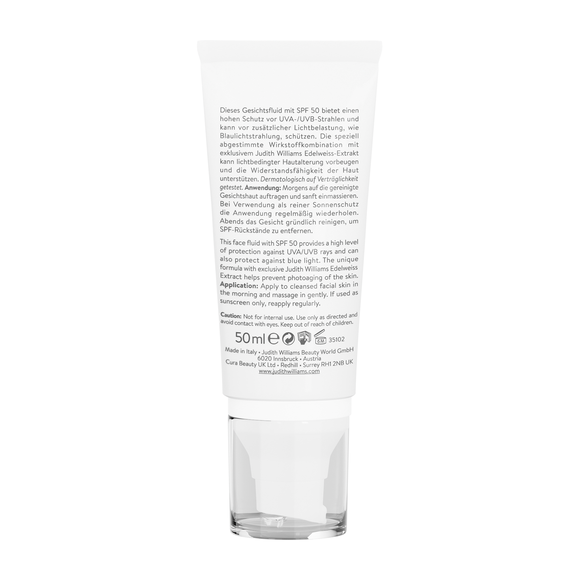 Gesichtscreme | Skin Revolution Edelweiss | Protect & Care Face Fluid SPF 50 | Judith Williams