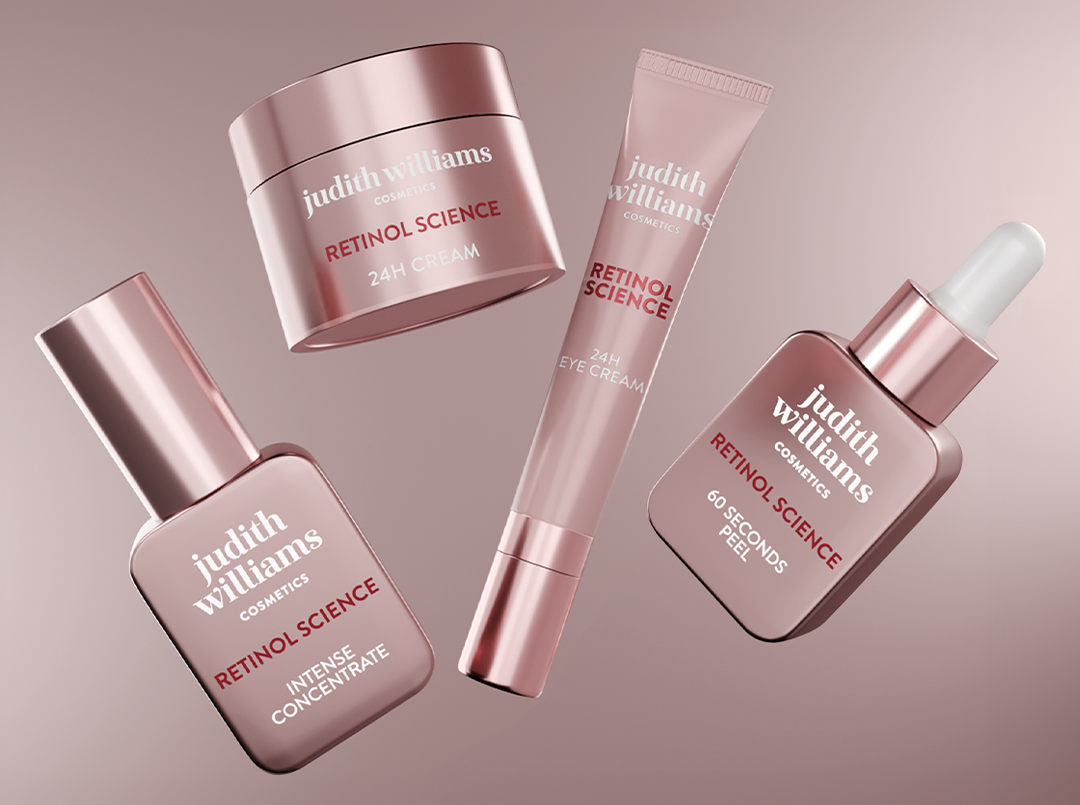 Gruppenbild der Retinol Science Linie von Judith Williams Cosmetics.