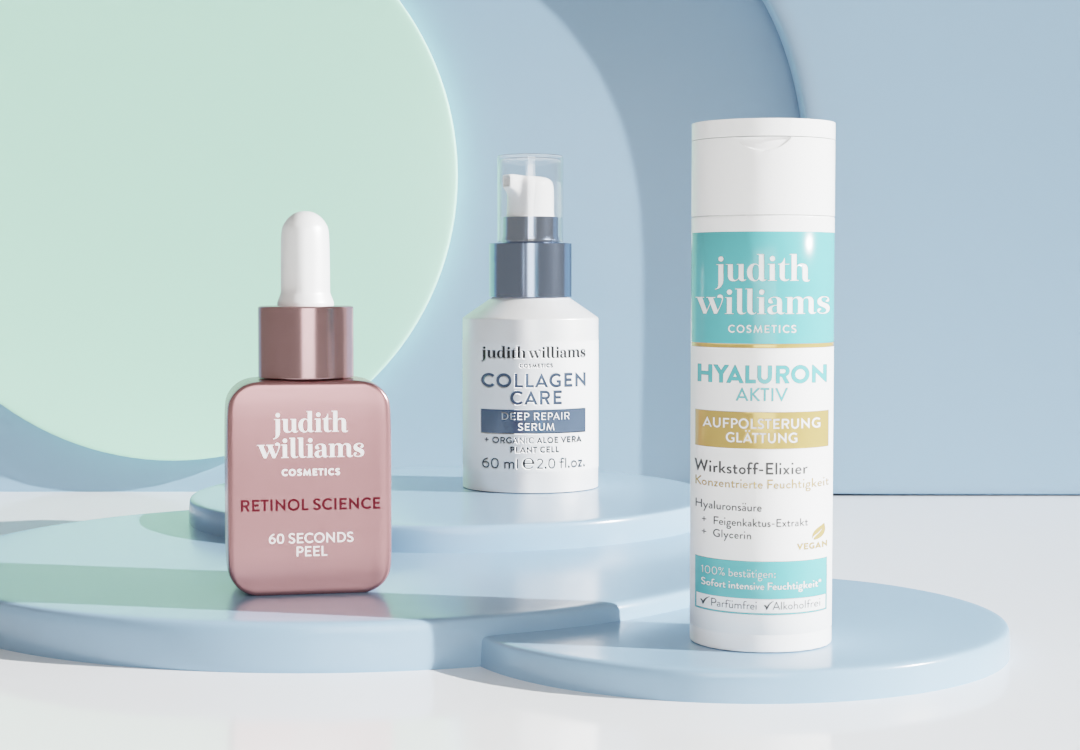Bild von drei Produkten von Judith Williams Cosmetics für die Hautpflege im Winter.