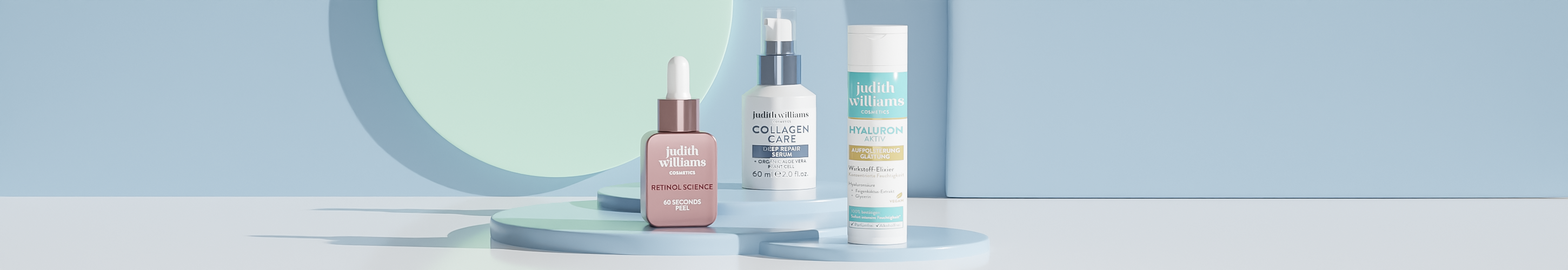 Bild von drei Produkten von Judith Williams Cosmetics für die Hautpflege im Winter.