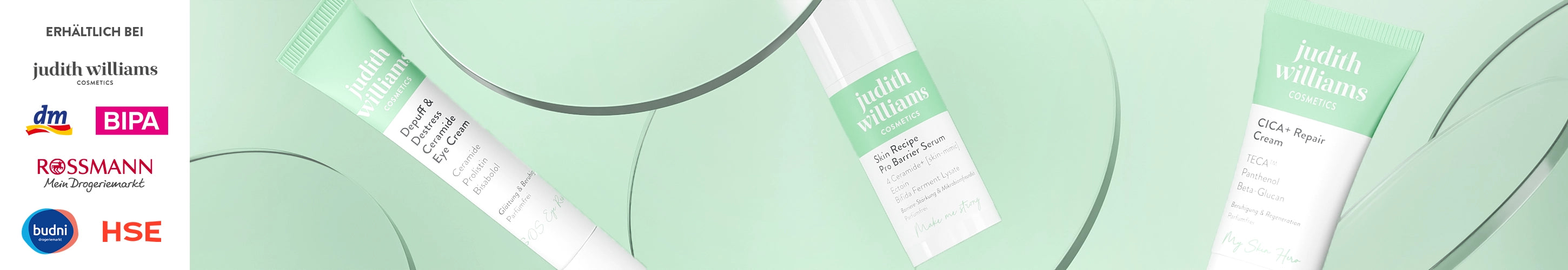 Drei Produkte der Calm Linie von Judith Williams Cosmetics.