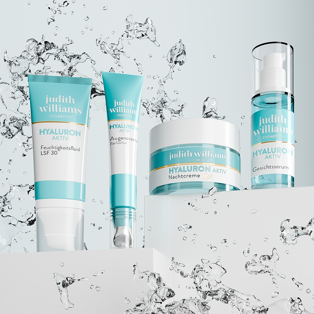 Gruppenbild der Hyaluron Aktiv Linie von Judith Williams Cosmetics.