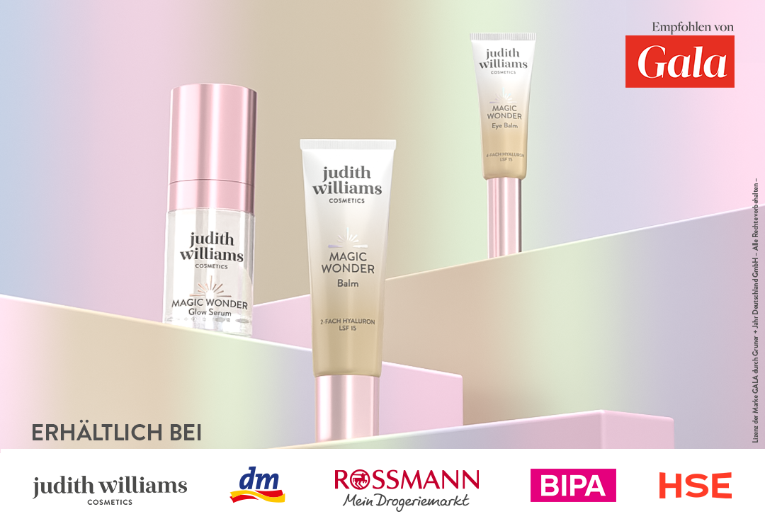 Gruppenbild der Kollagen Aktiv Linie von Judith Williams Cosmetics.
