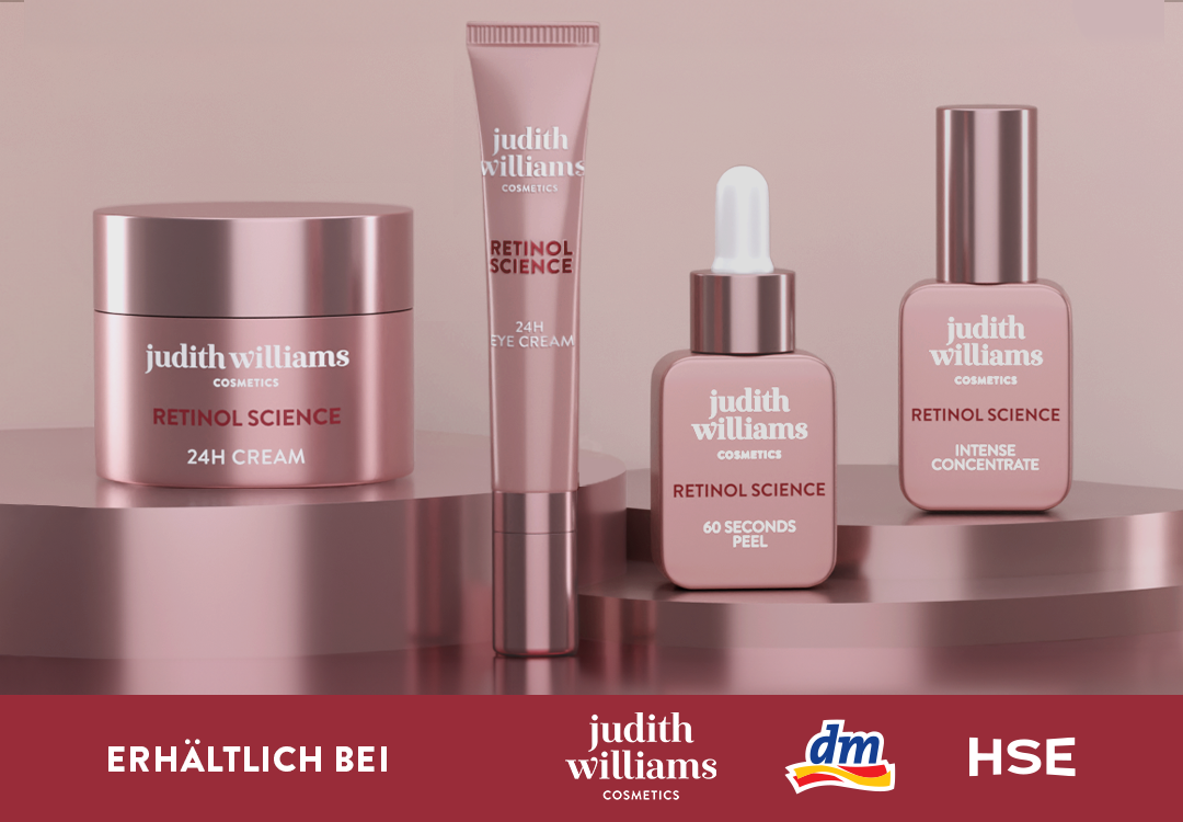Gruppenbild der Retinol Science Linie von Judith Williams Cosmetics.