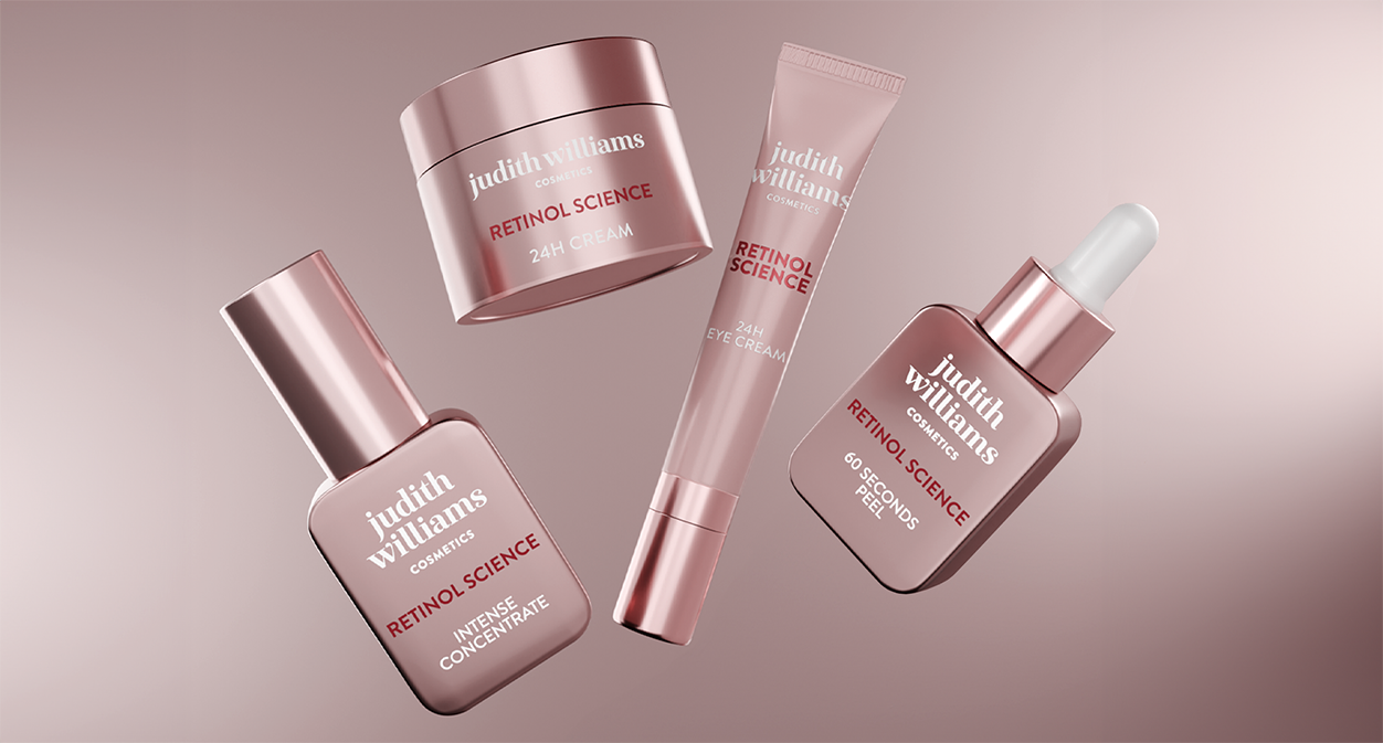 Gruppenbild der Retinol Science Produkte von Judith Williams Cosmetics.