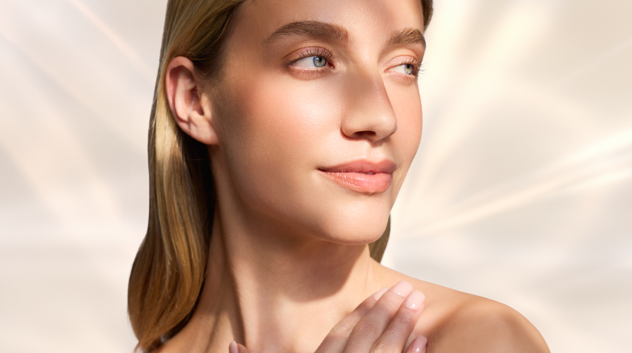 Model mit strahlender Haut