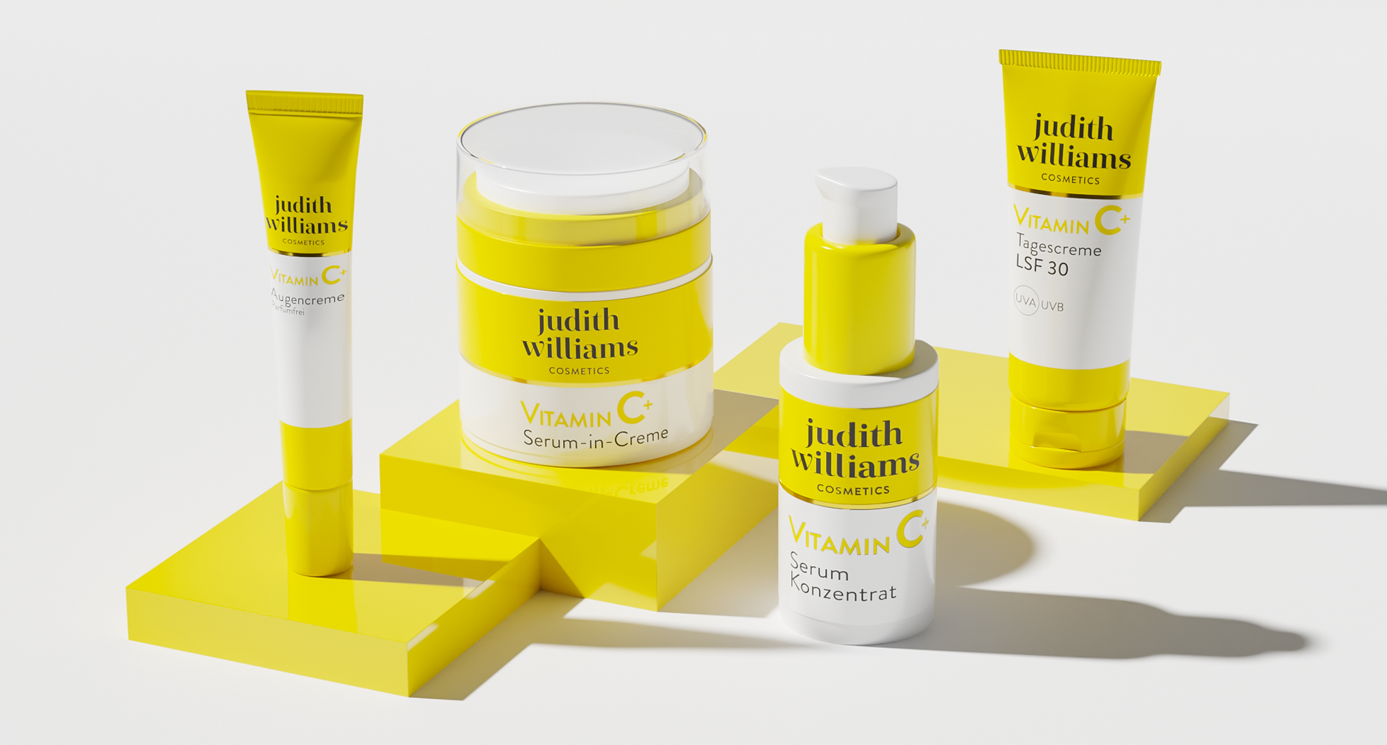 Gruppenvisual von Judith Williams Cosmetics Vitamin C Produkten.