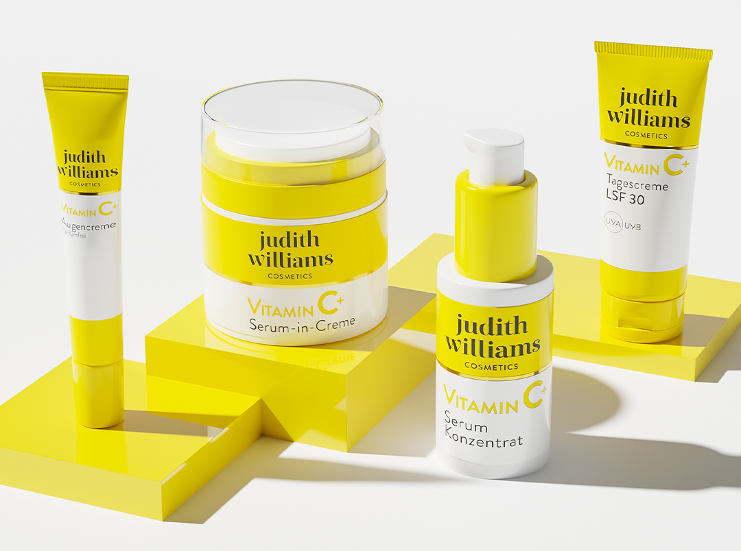 Gruppenbild der Vitamin C+ Linie von Judith Williams Cosmetics.
