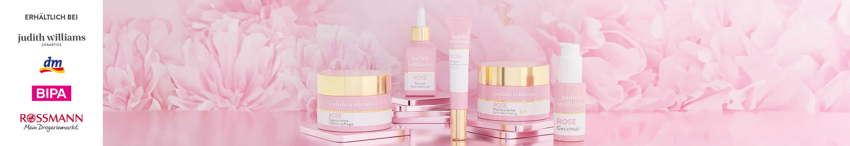 Gruppenvisual der Rose Linie von Judith Williams Cosmetics.